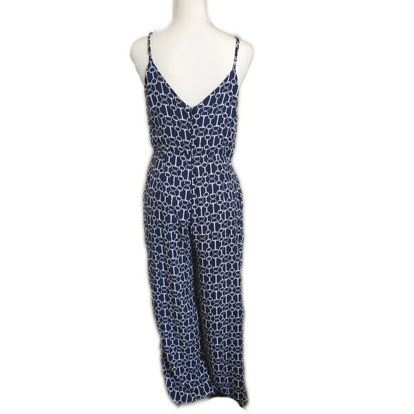 GILLI navy blue & white tank top jumpsuit, back zipper, lined, size M - Picture 3 of 7